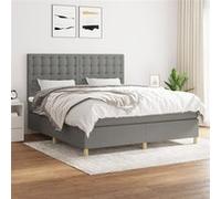 vidaXL Boxspring met matras stof donkergrijs 180x200 cm3142674 Gris G