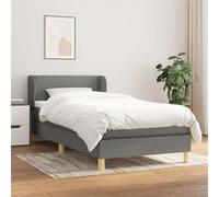 Sommier à Lattes de Lit et Matelas, Lit Rembourré, Lit Simple, Lit Adulte de Chambre à Coucher Intérieur, Moderne, Gris Foncé 90x190 cm Tissu