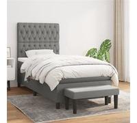 Boxspring met matras stof donkergrijs 90x190 cm3136798