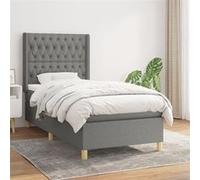 vidaXL Boxspring met matras stof donkergrijs 90x200 cm3132202 Gris G