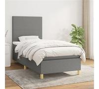 vidaXL Boxspring met matras stof donkergrijs 90x200 cm3142146 Gris G