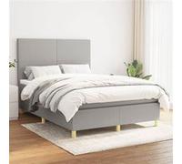 vidaXL Boxspring met matras stof lichtgrijs 140x190 cm3142169 Gris clair G