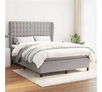 vidaXL Boxspring met matras stof lichtgrijs 140x200 cm3128285 Gris clair G