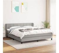 vidaXL Boxspring met matras stof lichtgrijs 160x200 cm3126253 Gris G