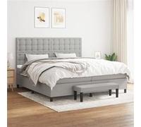 vidaXL Boxspring met matras stof lichtgrijs 200x200 cm3136941 Gris G