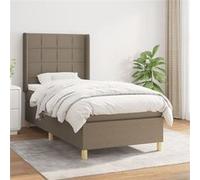 Vidaxl Lit À Sommier Tapissier Avec Matelas Taupe 100x200 Cm Tissu
