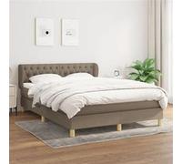 Vidaxl Lit À Sommier Tapissier Avec Matelas Taupe 140x190 Cm Tissu Gris