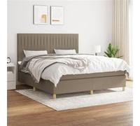 Vidaxl Lit À Sommier Tapissier Avec Matelas Taupe 160x200 Cm Tissu