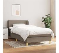 vidaXL Sommier à lattes de lit avec matelas rembourré Tissu taupe 90x190 cm