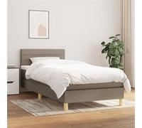 Vidaxl Lit À Sommier Tapissier Avec Matelas Taupe 90x200 Cm Tissu Gris