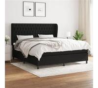 Vidaxl Lit À Sommier Tapissier Avec Matelas Noir 180x200 Cm Tissu Noir