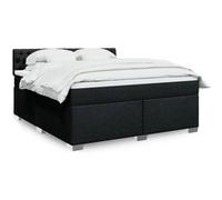 Vidaxl Sommier À Lattes De Lit Avec Matelas Noir 180x200 Cm Tissu Noir