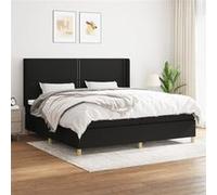 Lit À Sommier Tapissier Avec Matelas Noir 200x200 Cm Tissu Noir