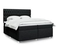 Vidaxl Sommier À Lattes De Lit Avec Matelas Noir 200x200 Cm Tissu Noir