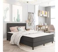 vidaXL Boxspring stof donkergrijs 140x200 cm3054708 Gris G