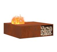 vidaXL Braise Marron 100 x 100 x 30 cm Acier résistant aux intempéries, Brasero extérieur élégant, Forme carrée, métal Durable, résistant à la Chaleur, Parfait pour se Rassembler à Plusieurs