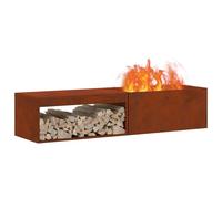 vidaXL Brasero rectangulaire 160x45x35 cm acier weathering avec rangement pour bûches
