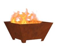 vidaXL Braise Marron 60 x 60 x 30 cm Acier Corten, Cheminée Moderne d'extérieur, Solution carrée chauffante, Portable, résistante à la Rouille, pour Vos soirées en Plein air