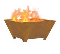 vidaXL Braise Marron 60 x 60 x 30 cm Acier Corten, Table de feu de Jardin et terrasse, Look Moderne, Portable, Solution de Chauffage extérieur pour Vos soirées