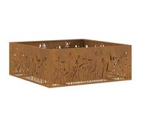 Brasero carré 80x80x30 cm en acier weathering