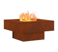 Brasero - 80x80x40 cm - Acier corten - Carré - Résistant aux intempéries