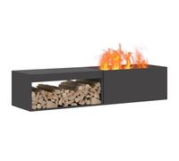 brasero avec rangement pour bûches Noir 160x45x35 cm Acier