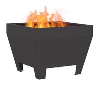 vidaXL Foyer carré Braise en acier 50x50x38 cm Noir, résistant à la météo