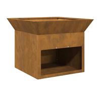 vidaXL Braise Rouillé 50 x 50 x 40 cm Acier résistant aux intempéries, Chauffage Al Fresco, Foyer Moderne pour extérieur, Design ventilé, Acier, Espace Convivial