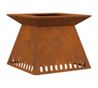vidaXL Braise Marron 60 x 60 x 50 cm Acier résistant aux intempéries, Jardin et Terrasse, Foyer à Bois Moderne, Chaleur Stylée pour Extérieurs, Patio, et Cuisine
