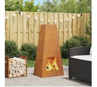 vidaXL Brasero conique Marron 50 x 35 x 100 cm acier résistant aux intempéries