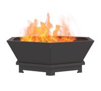 vidaXL Foyer extérieur Pentagone noir - Acier 75x75x28 cm - Revêtement poudre - Portable antirouille