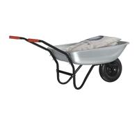 vidaXL Brouette Argent et Noir 133 x 62,5 x 58 cm Acier, Chariot de Jardin Costaud, Outils durables pour Transporter la Terre, Pratique et Solide, idéal pour l'extérieur