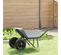 vidaXL Brouette Argent et noir 137 x 60 x 65,5 cm Acier