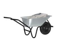 vidaXL Brouette Argent et Noir 141 x 60 x 57 cm Acier, Chariot de Jardin Costaud, Outils durables pour Transporter la Terre, Pratique et Solide, idéal pour l'extérieur