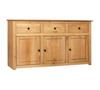 vidaXL Pin Solide Buffet Armoire à Tiroirs Commode Dressoir Armoire de Rangement avec 3 Tiroirs et 3 Portes Salon Chambre à Coucher Maison 135x40x80 cm