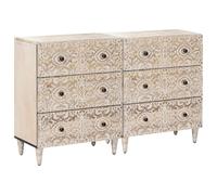 vidaXL Buffet 2 pcs Blanc 60 x 33,5 x 75 cm Bois de Mangue Massif, Buffet élégant en Bois de Mangue, Meuble Moderne pour Ranger en Style et Organiser Votre Maison