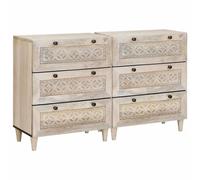 Vidaxl Buffet 2 Pcs Blanc 60 X 33 X 75 Cm Bois De Manguier Massif