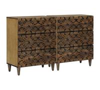 vidaXL Buffet 2 pcs Marron 60 x 33,5 x 75 cm Bois de Mangue Massif, Buffet élégant en Bois de Mangue, Meuble Moderne pour Ranger en Style et Organiser Votre Maison