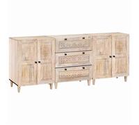 vidaXL Buffet 3 pc 180 x 33,5 x 75 cm bois de manguier massif Blanc 3310071