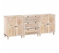 Vidaxl Buffet 3 Pcs Blanc 60 X 33 X 75 Cm Bois De Manguier Massif