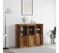 Vidaxl Buffet 3 Pcs Bois Ancien 123 X 37 X 100 Cm Bois D'ingénierie