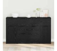 Vidaxl Buffet 3 Pcs Chêne Noir 121 X 30 X 70 Cm Bois D'ingénierie