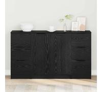 vidaXL Buffet 3 pcs Chêne noir 121 x 30 x 70 cm Bois d'ingénierie