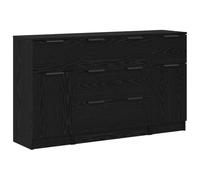Vidaxl Buffet 3 Pcs Chêne Noir 121 X 30 X 70 Cm Bois D'ingénierie