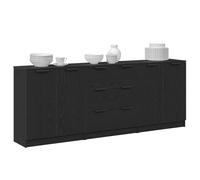 vidaXL Buffet 3 pcs Chêne Noir 180 x 30 x 70 cm Bois d'ingénierie, Buffet rectangulaire Chic, unité de Rangement Robuste pour la Salle à Manger, Meuble Moderne, Design épuré, Organisateur fonctionn