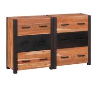 Vidaxl Buffet 3 Pcs Marron 110 X 30 X 75 Cm Bois D'acacia Massif
