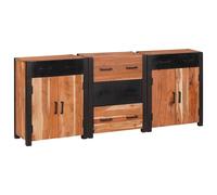 Vidaxl Buffet 3 Pcs Marron 165 X 30 X 75 Cm Bois D'acacia Massif
