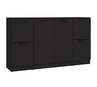 vidaXL Buffet 3 pcs, Meubles de Rangement avec Porte, Armoires de Rangement, Buffets de Salon Salle de Séjour, Moderne, Noir Bois d'Ingénierie