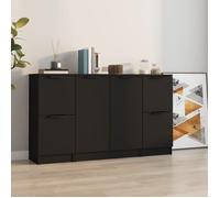 vidaXL Buffet 3 pcs, Meubles de Rangement avec Porte, Armoires de Rangement, Buffets de Salon Salle de Séjour, Moderne, Noir