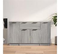 vidaXL Buffet 3 pièces Sonoma – Bois d'ingénierie gris/marron – avec tiroir